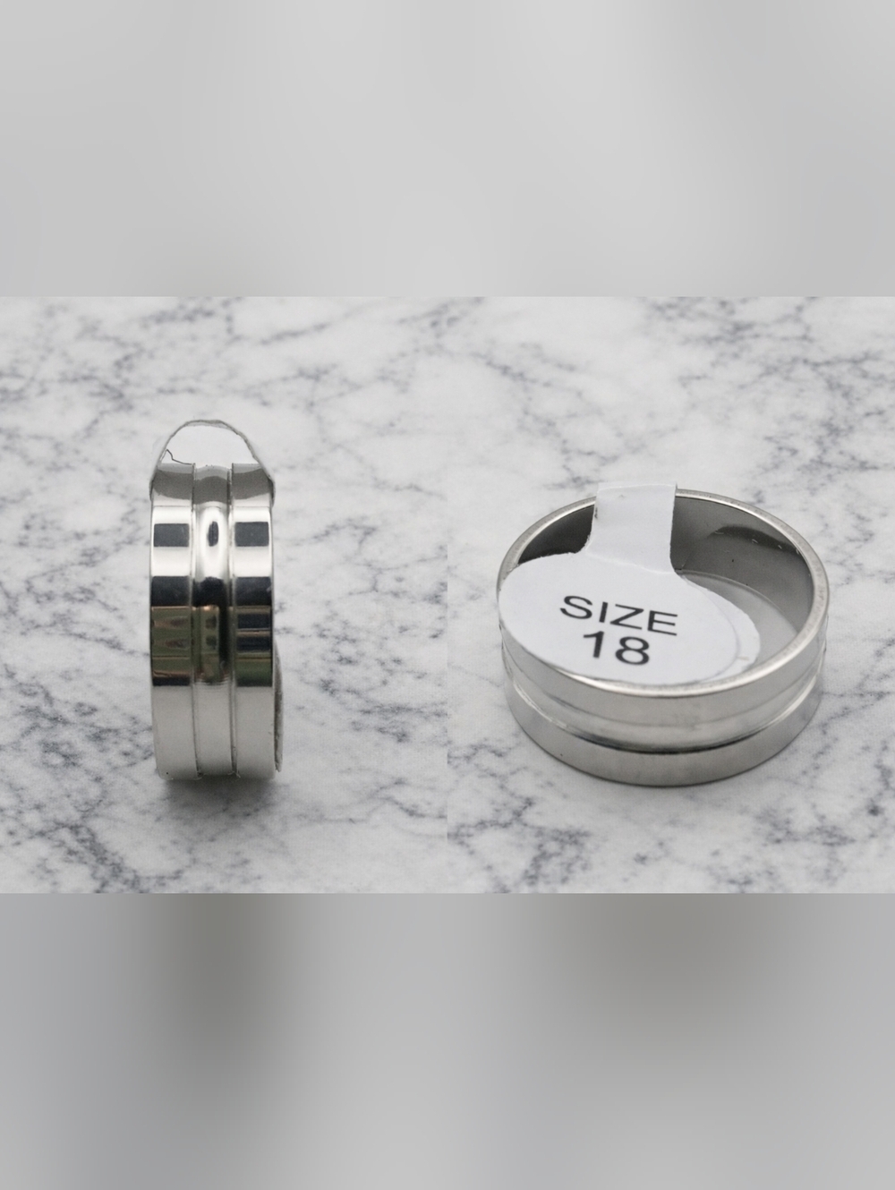 Mens Stainless Steel Ring Size 9 Silver Band Single Groove Sleek
